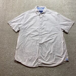 DENIM & FLOWER Shirt Mens XL Pink Short Sleeve Button Up Ditsy Dot Casual